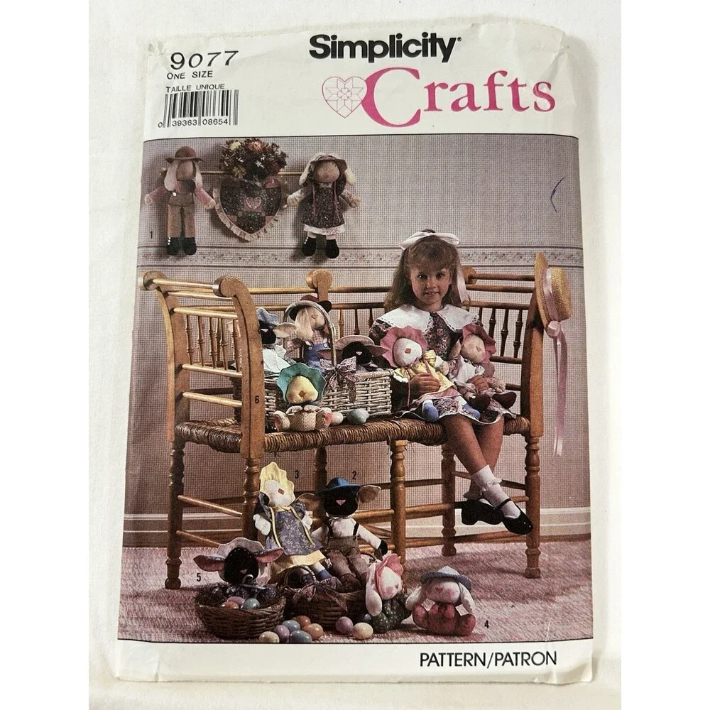Simplicity Crafts 9077 Stuffed Bunny Lamb Duck Sewing Pattern Toys Wall Hanging